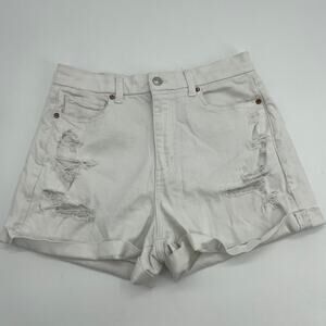 AMERICAN EAGLE AE Denim Cut Off High Waisted White Shorts Womens 8